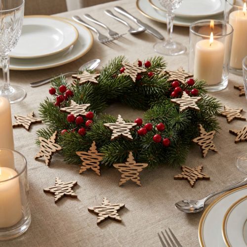 Decoración dispersa estrellas de madera Navidad natural Ø4cm 72 piezas | Floristik24.es