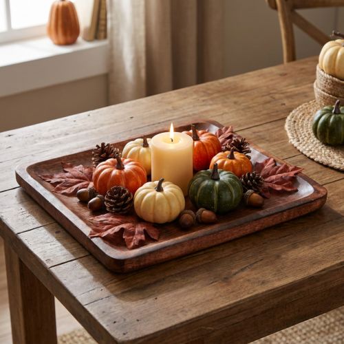 Bandeja decorativa de madera, rectangular, barnizada en marrón oscuro, 30×25 cm. | Floristik24.es