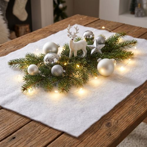 Manta de nieve decoración nieve en blanco decoración de invierno 240×90cm | Floristik24.es