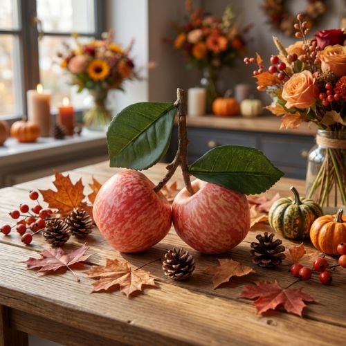 Decoración de manzana roja artificial, 2 piezas, 13 cm | Floristik24.es