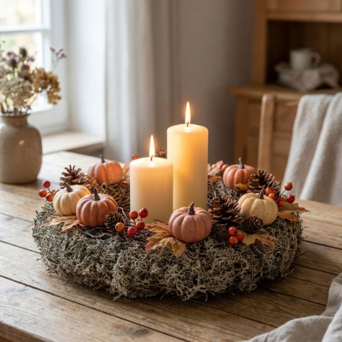 Corona de musgo natural gris Ø30cm - Corona decorativa para mesa y puerta, decoración de otoño y Navidad | Floristik24.es