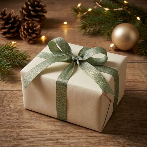 Cinta de regalo cinta diseño espiga oro verde 15mm 20m | Floristik24.es