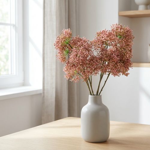 Rama de flor rosa artificial de saúco 52cm 4pcs | Floristik24.es