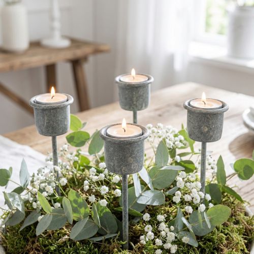 Portavelas enchufable Shabby Chic gris Ø3cm H8,5cm 8 piezas | Floristik24.es