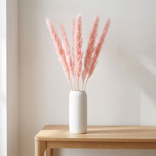 Decoración de hierba de la pampa, hierba de la pampa seca rosa 72cm 6 piezas | Floristik24.es