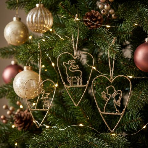 Decoraciones para árboles de Navidad corazón corazones de metal decoración dorado 12cm 6 piezas | Floristik24.es