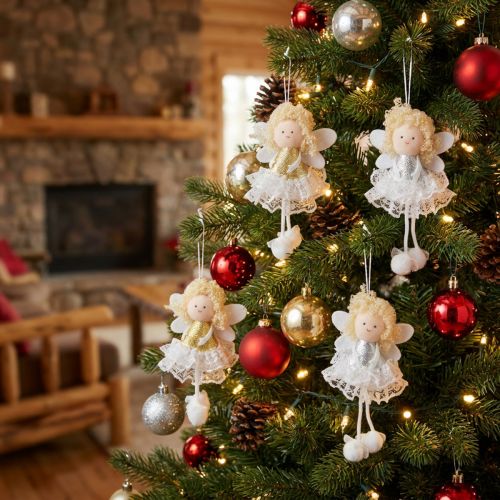 Ángel colgante decoración del árbol decoración navideña H13,5cm 4 piezas | Floristik24.es