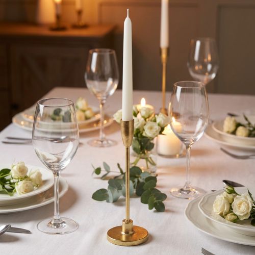 Candelabro dorado de metal, 20 cm de alto | Floristik24.es