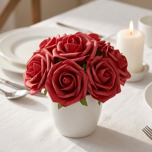 Artículo Rosa de espuma Rosas artificiales rojas de espuma 7,5 cm 18 piezas