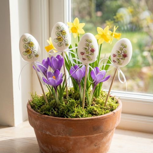 Huevos de Pascua tapones de plantas de decoración de Pascua de plástico H6cm 12 piezas | Floristik24.es