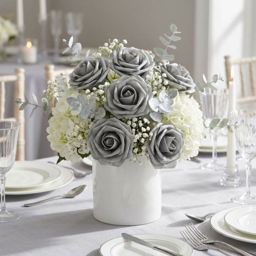 Rosa de espuma Ø6cm gris 27 piezas | Floristik24.es