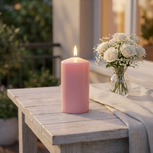 Vela de pilar PURE 130/70 vela decorativa rosa cera natural sostenible | Floristik24.es