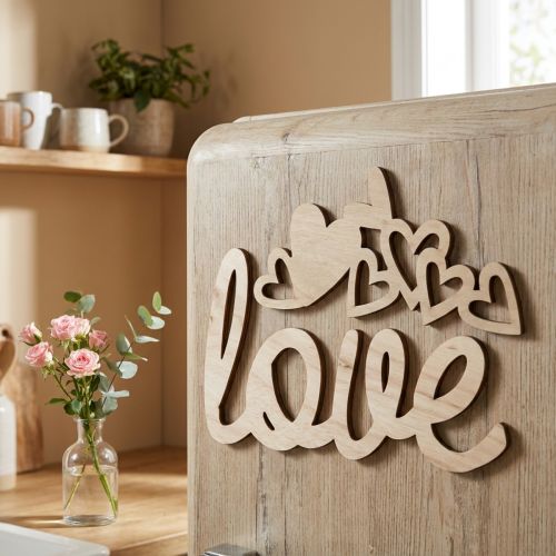Corazones "Love" decoración de madera natural con imán rótulo decorativo 20,5/25cm 6 piezas | Floristik24.es