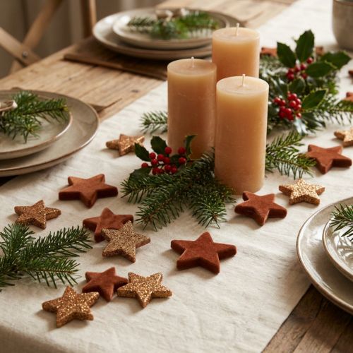 Decoración dispersa Estrellas navideñas marrón/naranja Ø4/5cm 40 piezas | Floristik24.es