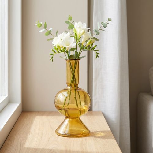 Mini florero florero de vidrio amarillo florero de vidrio Ø8cm H16.5cm | Floristik24.es