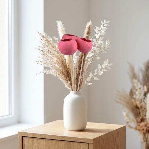 Campanas decorativas de flores secas con tallo rosa 42cm 3 piezas | Floristik24.es