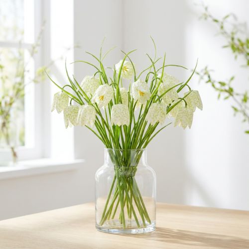 Flores de tablero de ajedrez Fritillaria artificial blanco, verde 40cm 12 piezas | Floristik24.es