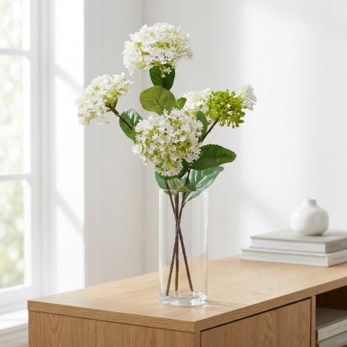 Planta bola de nieve flor artificial Virburnum blanco Ø8cm 64cm | Floristik24.es