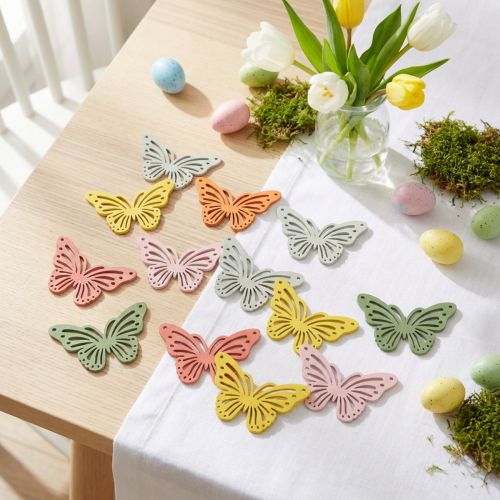 Artículo Coctelera de madera mariposa decoración de espolvoreados de colores 4,5×3cm 48 piezas