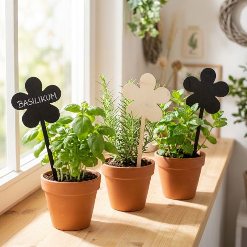 Mini estacas de madera para flores, color negro, Ø10 cm, juego de 6 piezas para decoración | Floristik24.es