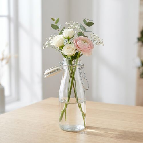 Botella decorativa de cristal con tapón transparente Ø7cm 20,5cm | Floristik24.es