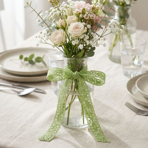 Cinta de encaje, cinta decorativa, verde, 18 mm de ancho, 20 m de largo | Floristik24.es