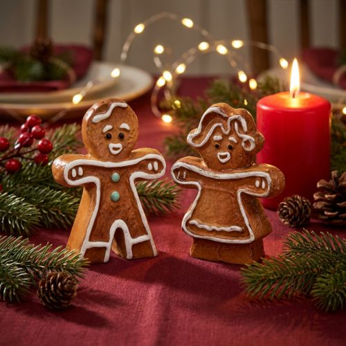 Decoración navideña de cerámica con forma de mujer y hombre de jengibre, 7 cm, paquete de 6 | Floristik24.es