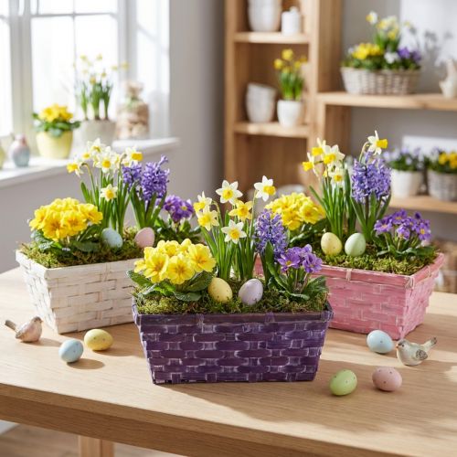 Cesta para patatas cuadrada morado/blanco/rosa 6 uds. | Floristik24.es