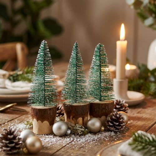 Adorno navideño árbol de navidad nevado 10cm 8pcs | Floristik24.es