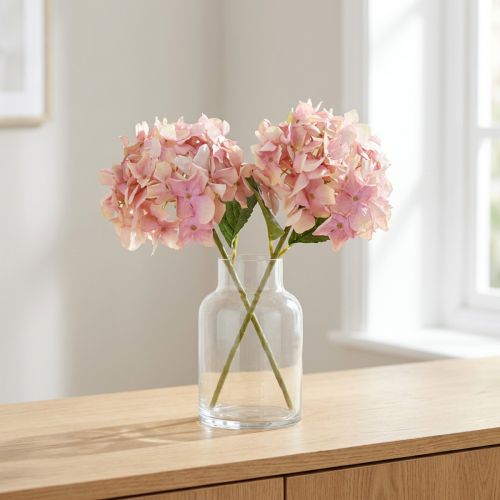 Elegante hortensia artificial en rosa pastel 58cm 2ud | Floristik24.es
