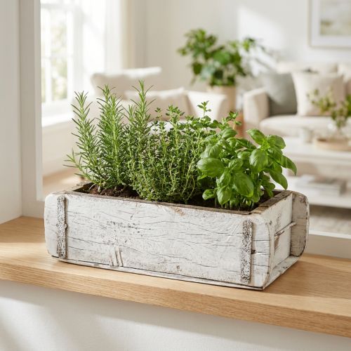 Forma de ladrillo, caja de ladrillo, caja de madera con herrajes de metal acabado envejecido, lavado blanco L32cm H9cm | Floristik24.es