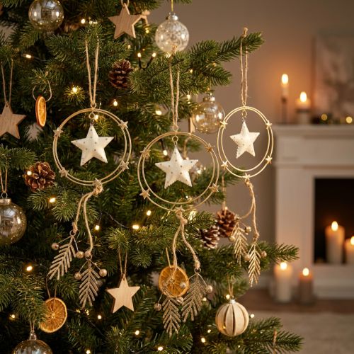 Decoración colgante Adornos para árboles de Navidad estrella H38cm 3 piezas | Floristik24.es