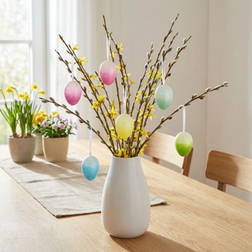 Huevos de Pascua para colgar huevos de plástico de colores 4×5,5cm 10uds | Floristik24.es