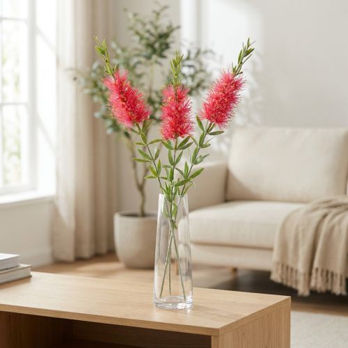 Flores Artificiales Rojo Carmín Limpiadores de Cilindros 70cm 3uds | Floristik24.es