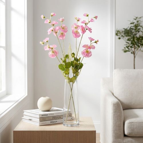 Guisantes de olor artificiales rosas en tallo largo 74 cm 2 piezas | Floristik24.es