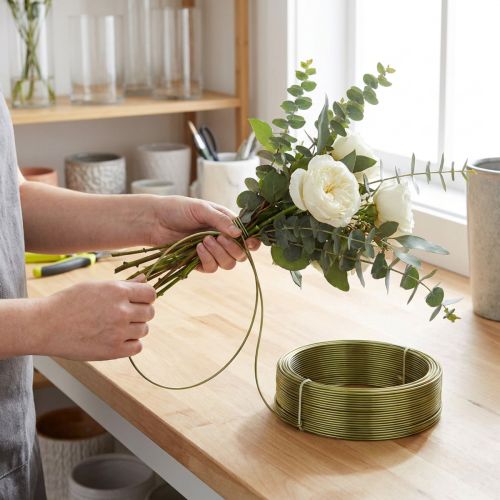 Alambre de aluminio Oliva 2mm 500g - Flexible y maleable para proyectos de bricolaje, manualidades y floristería | Floristik24.es