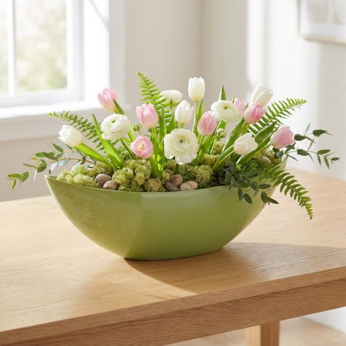 Cuenco decorativo verde claro 55,5 cm x 14 cm H17,5 cm 1 pieza | Floristik24.es
