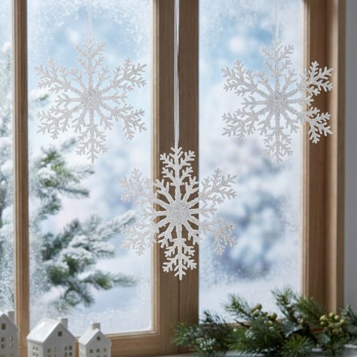Decoración copo de nieve cristal de hielo para colgar 18×20cm 4ud | Floristik24.es