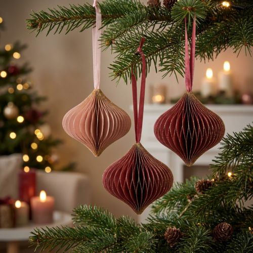 Bolas de nido de abeja bolas de nido de abeja cebolla rosa vino tinto Ø8cm 4uds | Floristik24.es