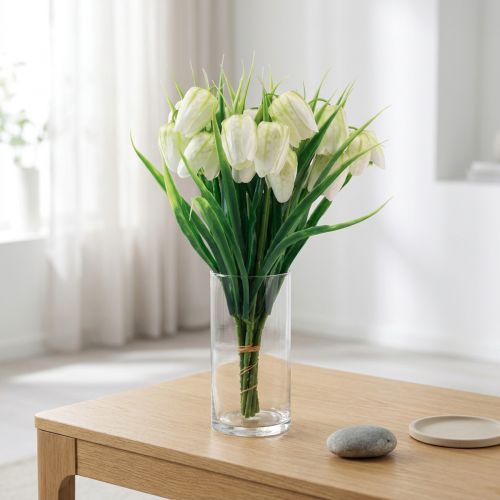 Fritillaria - Flor artificial de tablero de cuadros blancos, 38 cm, 6 unidades | Floristik24.es