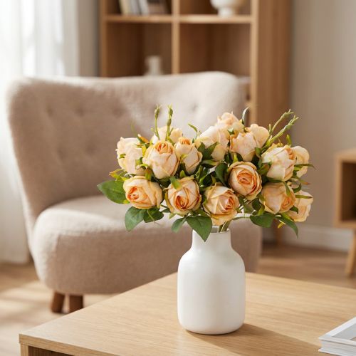 Ramo de rosas artificiales, decoración realista para salas de estar, 31 cm, 3 piezas | Floristik24.es