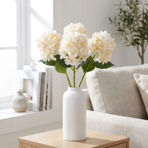 Artículo Hortensia artificial de alta calidad para decorar espacios, 62 cm.