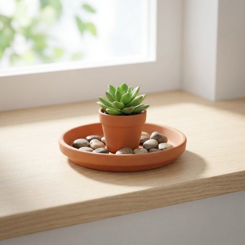 Artículo Posavasos para macetas, terracota, cuenco para comida, base para arreglos Ø8,8cm
