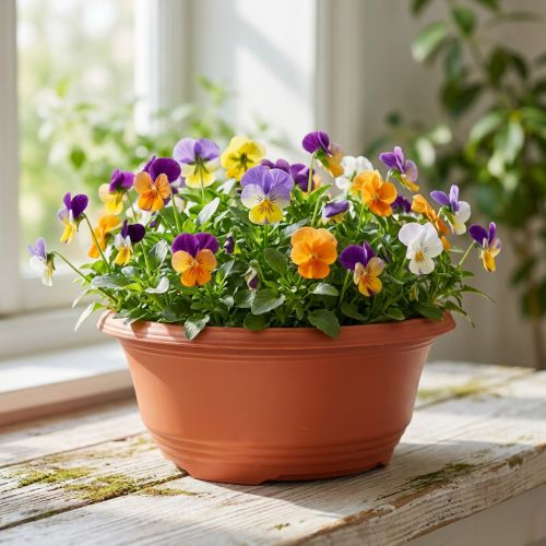 Maceta redonda de plástico Ø23cm H10cm terracota 5uds | Floristik24.es
