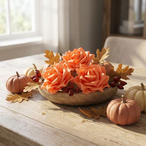 Rosas de foam naranja Ø15cm 4 piezas | Floristik24.es