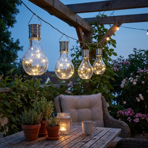 Artículo Bombilla LED solar para decoración de jardín, luz blanca cálida, 15 cm de alto, 5 unidades