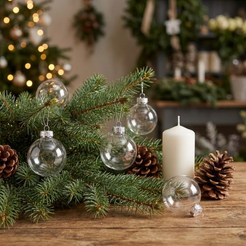 Mini bolas navideñas cristal retro transparente Ø3cm 22uds | Floristik24.es