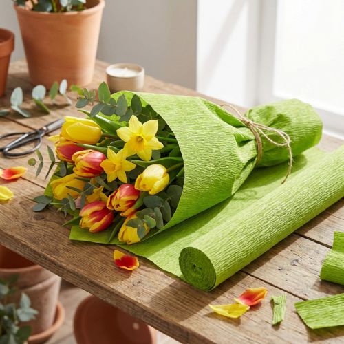 Papel crepé de floristería verde hierba 50x250cm | Floristik24.es