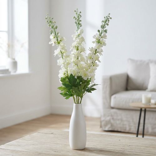 Flores artificiales de seda Delphinium blancas, flores artificiales, 3 uds. | Floristik24.es