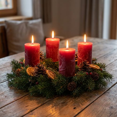 Velas de color liso rojo oscuro 60x100mm 4 uds | Floristik24.es